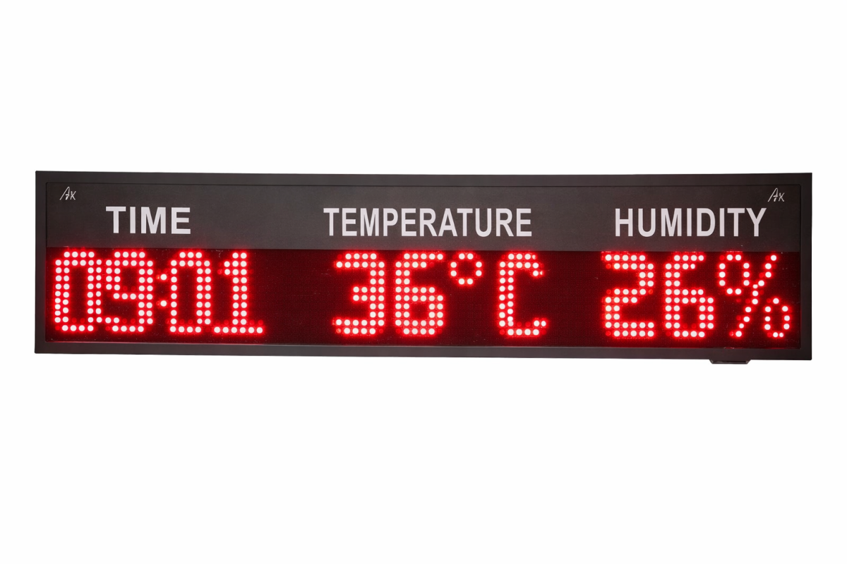 Clock Temperature Humidity Display 3 Feet X 6 Inches