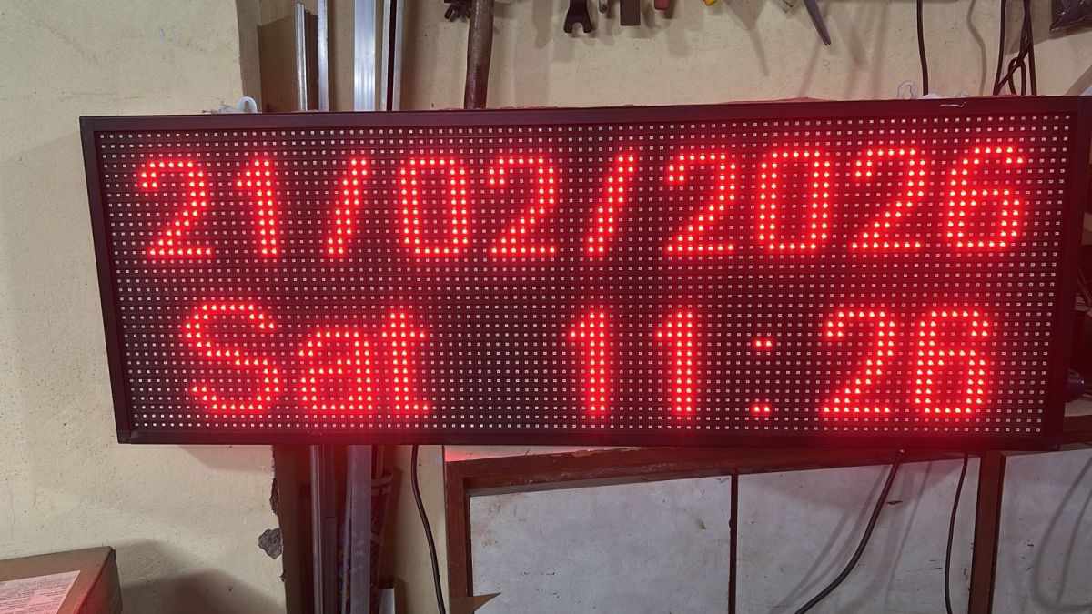 Single Side clock with Date and Day 26 X 7.5 inch