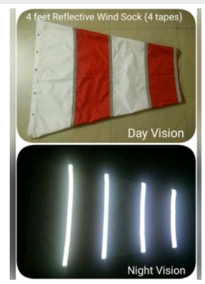 4 Feet Wind Sock Double Fabric 4 Reflective Red White