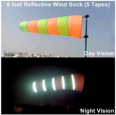 6 Feet Wind Sock Double Fabric 5 Reflective Orange Green