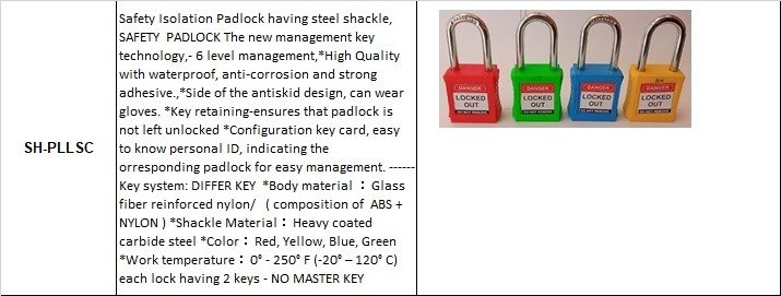 Safety Isolation Pad Lock
