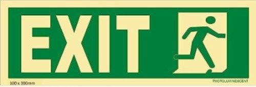 KTI17002001AGER_GD_17 — KTI Photo Luminescent EXIT RIGHT Signage Size 100 x 300
