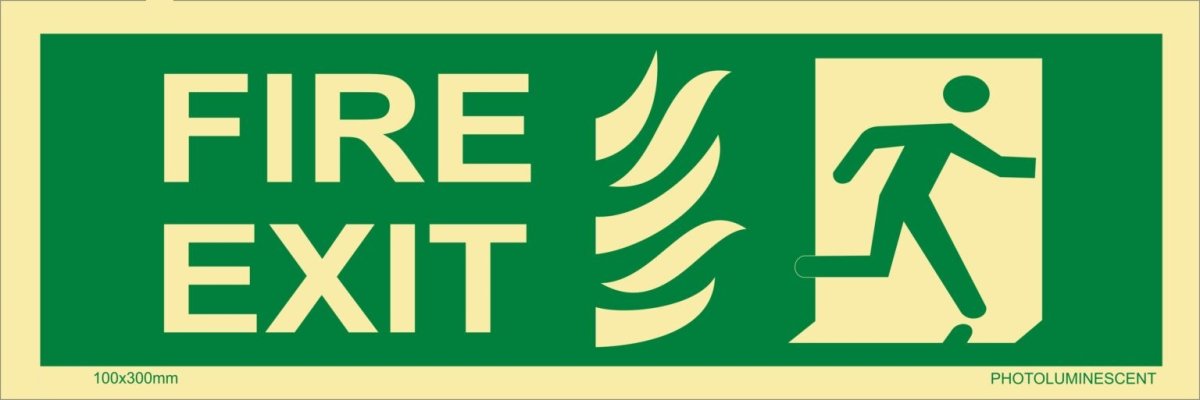 KTI Photo Luminescent Fire Exit Door Right Side Signage 100X300mm