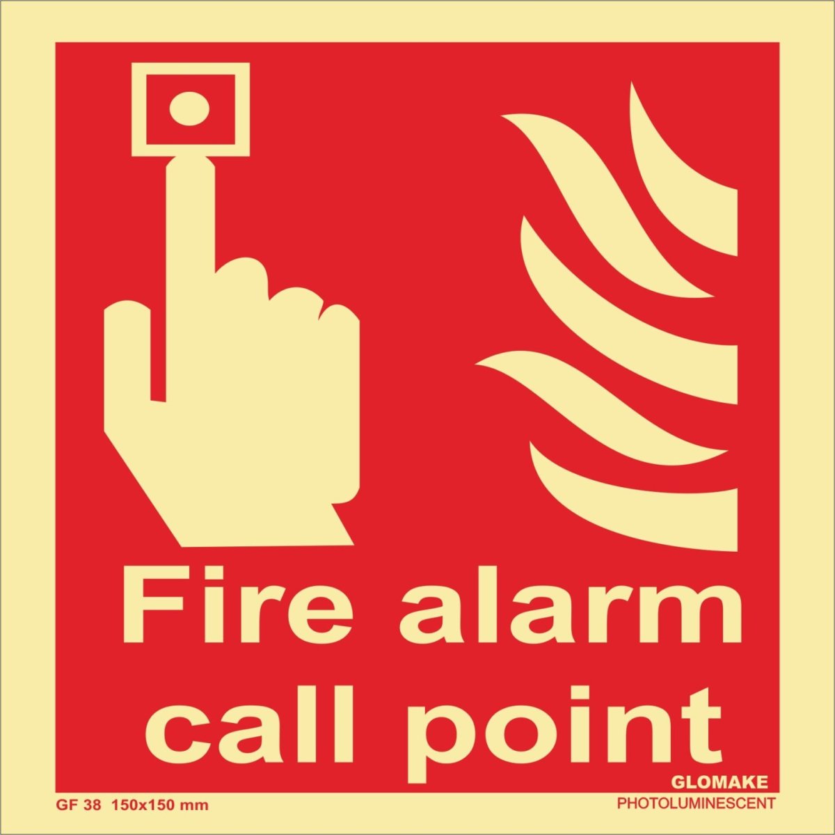 KTI Photo Luminescent Autoglow Fire Alarm Call Point Signage Size 150 x 150