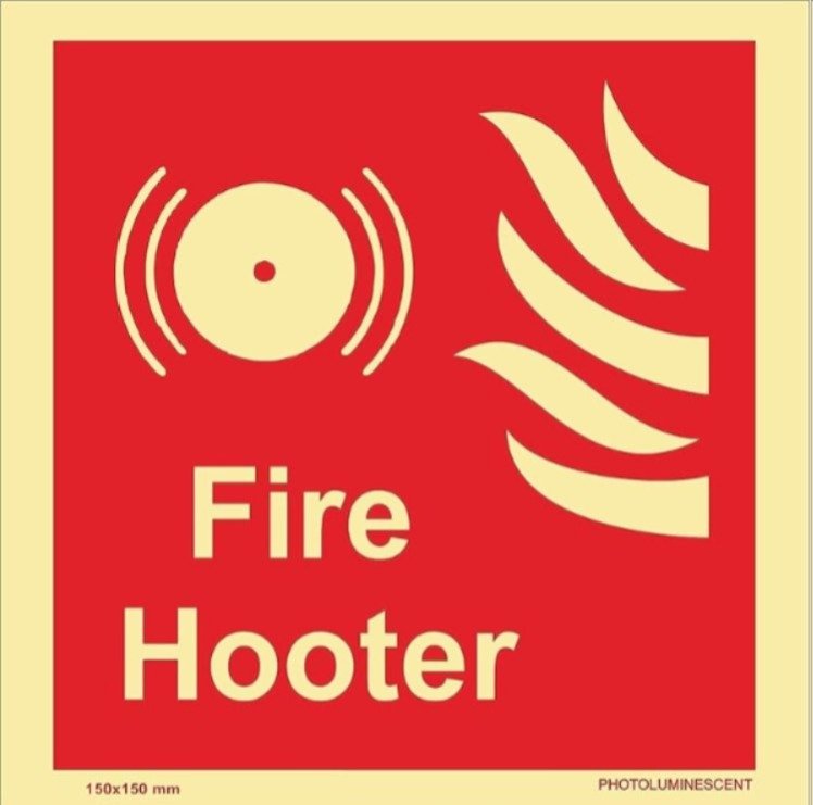 KTI Photo Luminescent Autoglow Fire Hooter Signage Size 150 x 150