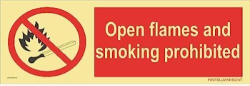 KTI17002001AGER_GP_7 — KTI Photo Luminescent Open Flames And Smoking Prohibited Signage 100X300mm