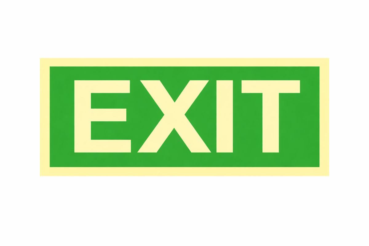 Photo Luminescent Emergency Exit Signage Size 100*300